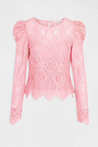 T-shirt met lange mouwen en kant  vrouw