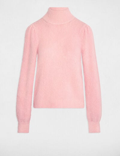 Pull col montant rose femme