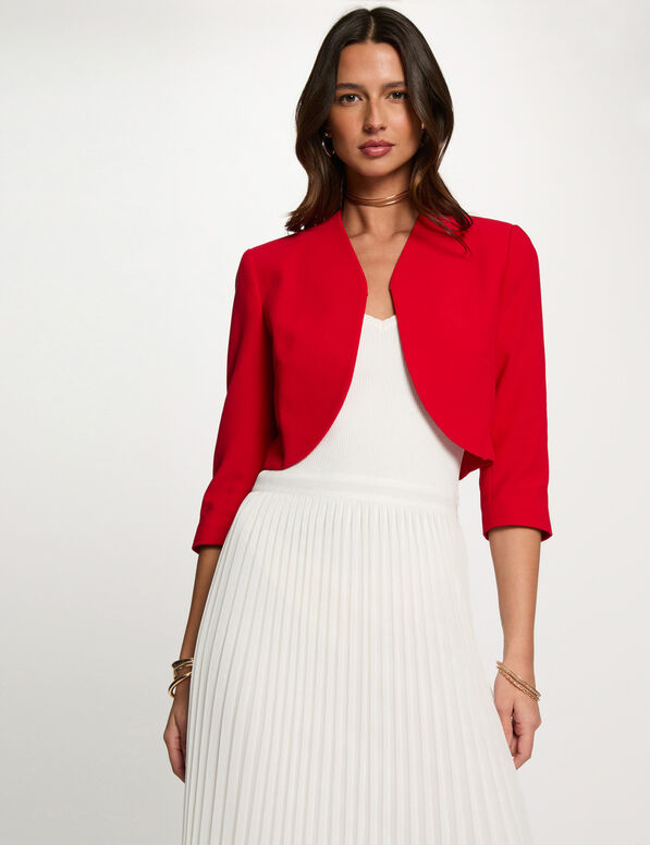 veste droite manches 34 rouge femme Veste droite manches 3/4 rouge femme
