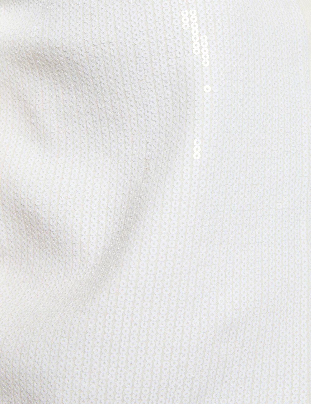 Vest met ronde hals en pailletten helder wit vrouw