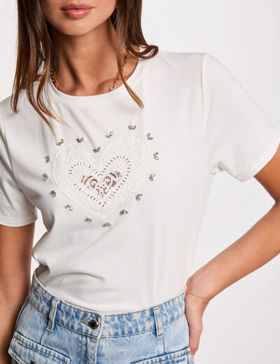 T-shirt met korte mouwen helder wit vrouw