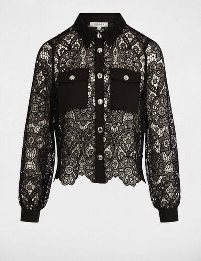 Chemise manches longues noir femme