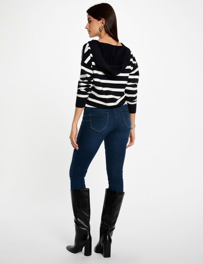 pull raye a capuche bleu marine femme Pull rayé à capuche bleu marine femme