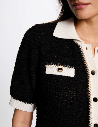 Vest met reverskraag zwart vrouw