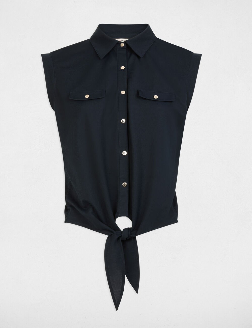 Mouwloze blouse marineblauw vrouw