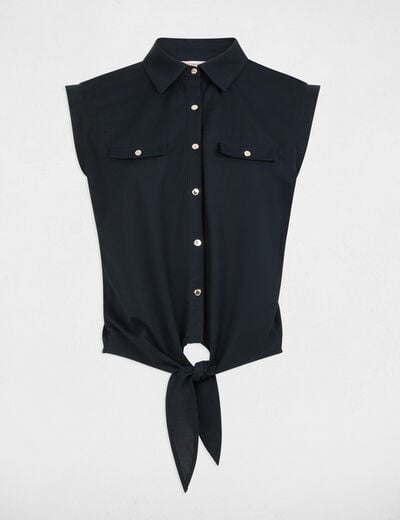 Mouwloze blouse marineblauw vrouw