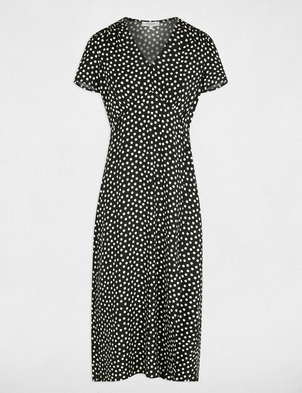 Midijurk met V-hals zwart vrouw