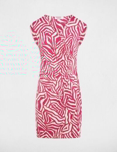 Robe courte col v multicolore femme