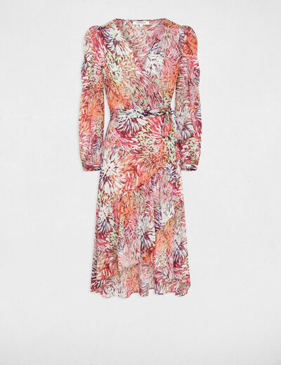 Robe midi portefeuille imprimé multico femme