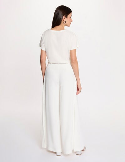 Pantalon large fluide blanc femme