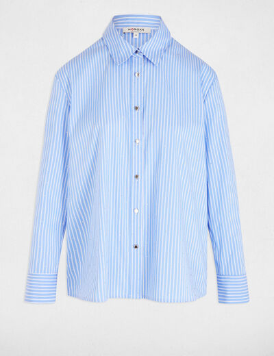 Chemise manches longues rayée bleu ciel femme