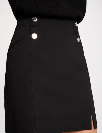 Korte rok met knopen zwart vrouw
