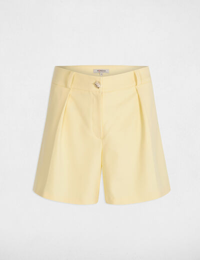 Rechte korte broek pastel geel vrouw