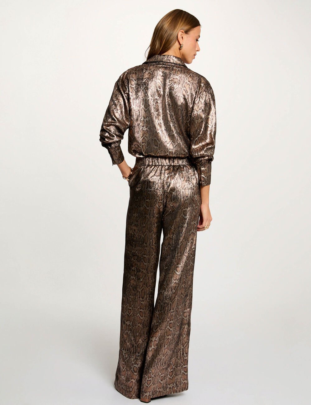 Satijnen python blouse meerkleurig vrouw