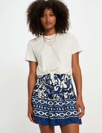 Jupe courte imprimée multicolore femme