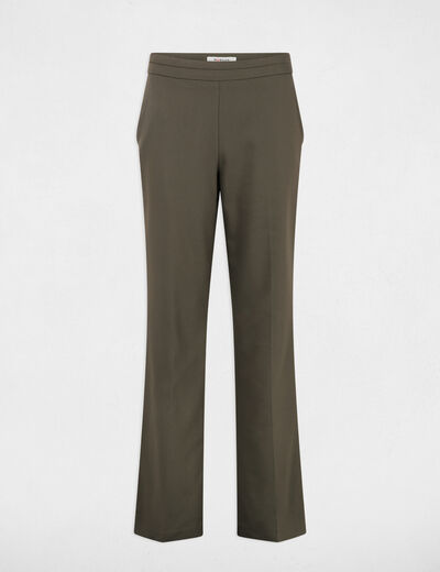 Pantalon cigarette à pinces vert kaki femme