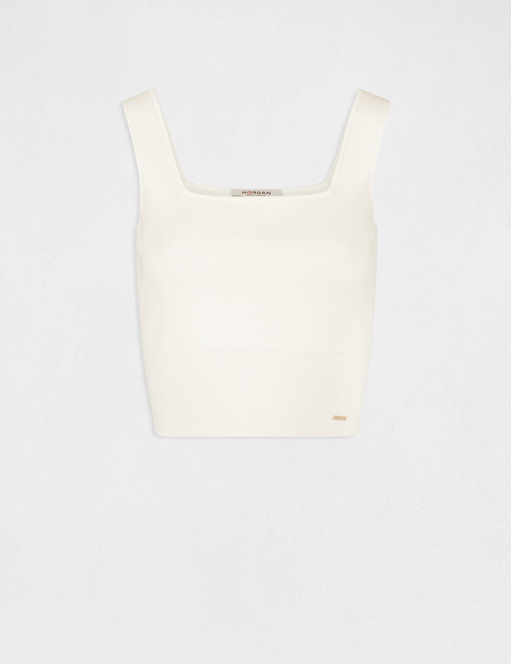Débardeur pull bretelles larges ivoire femme
