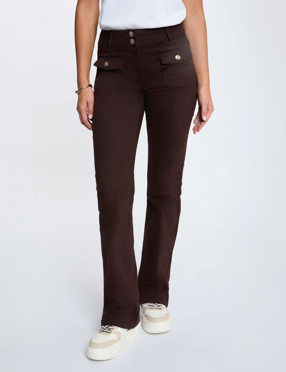Bootcut broek donker bruin vrouw