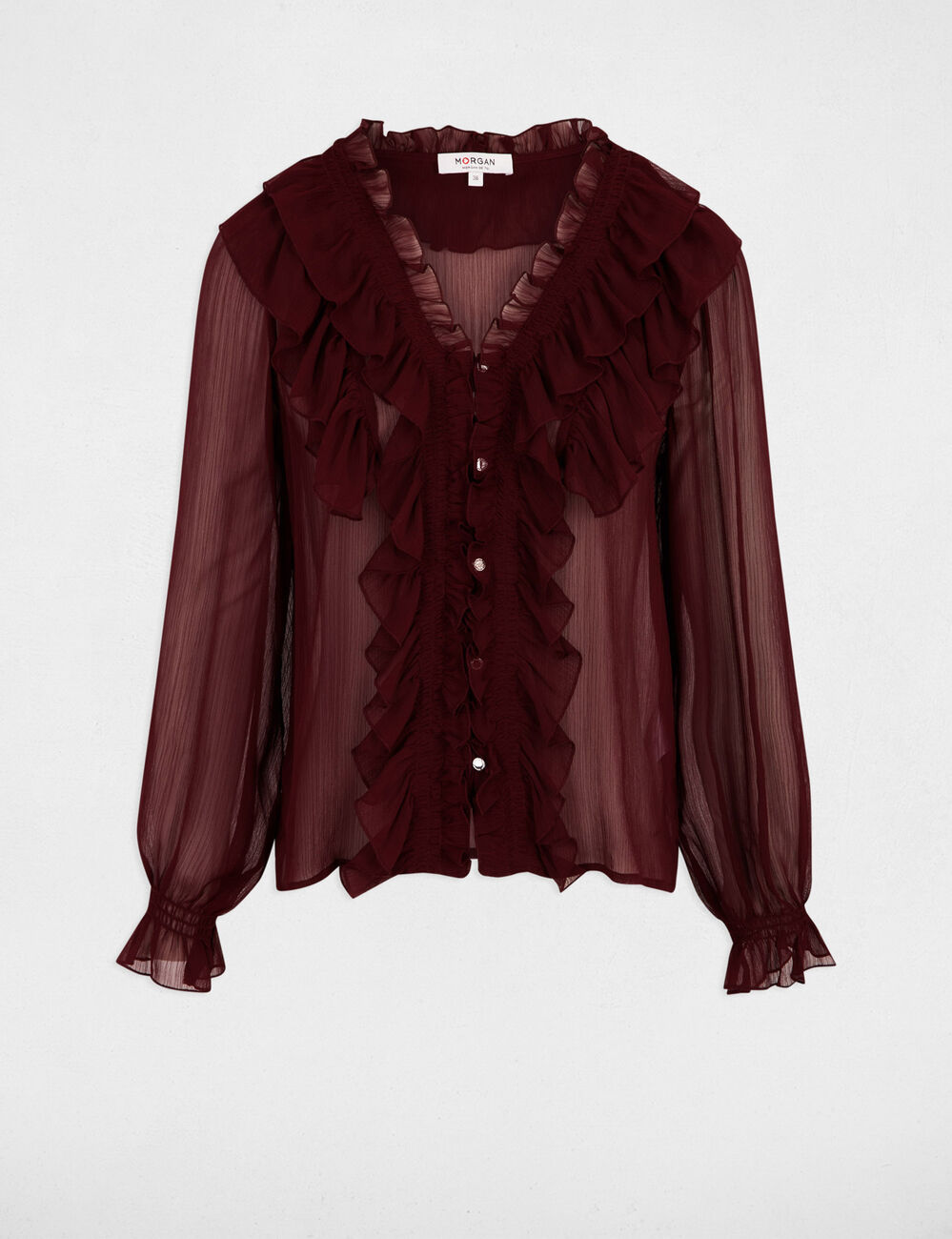Chemise fluide col v prune femme