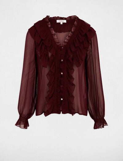 Chemise fluide col v prune femme