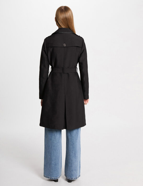 lange trenchcoat met riem zwart vrouw Lange trenchcoat met riem zwart vrouw