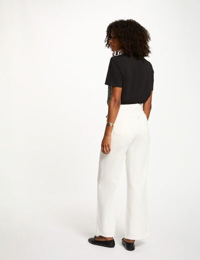 Cropped T-shirt met print helder wit vrouw