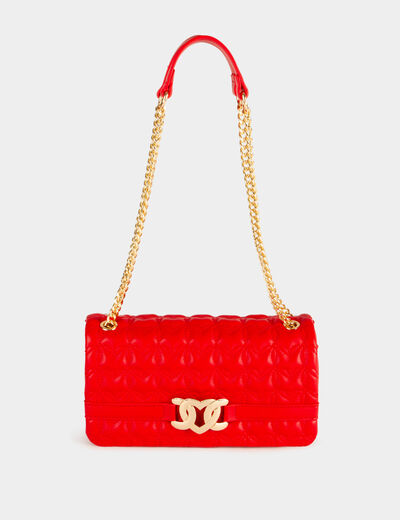 Doorgestikte tas met versiering rood vrouw