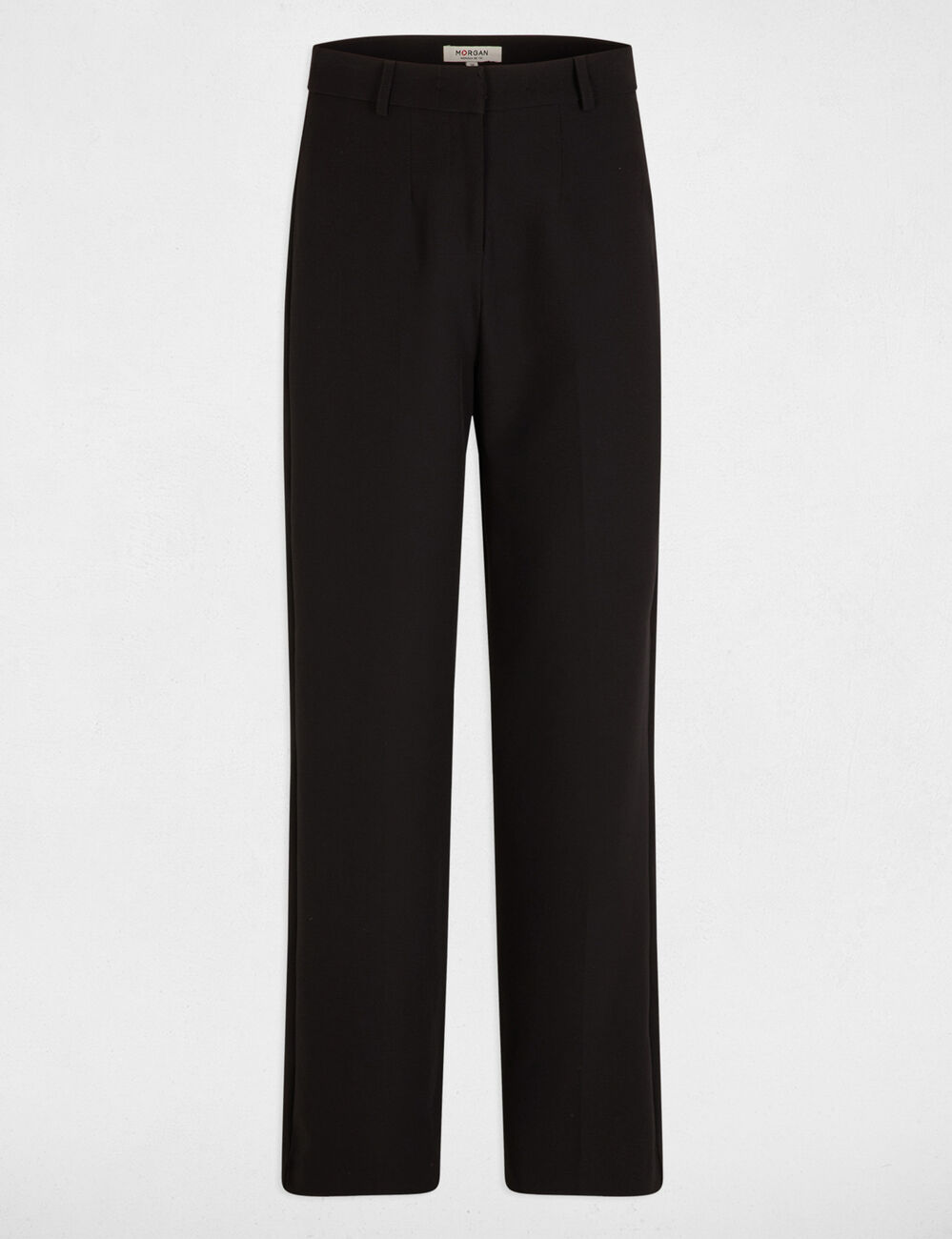 Rechte broek met plooitjes zwart vrouw