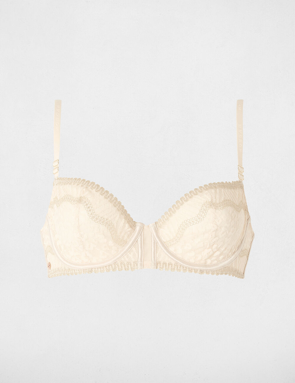 Soutien-gorge dentelle bretelles fines beige femme
