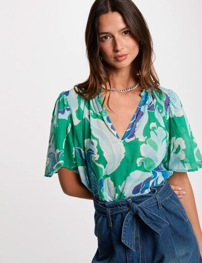 Blouse met korte mouwen meerkleurig vrouw