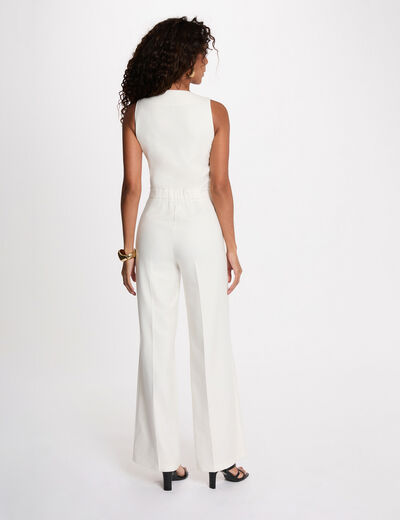 Combinaison large col v blanc femme
