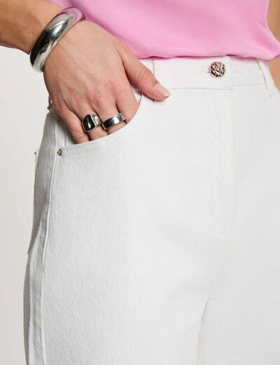 Short large taille haute blanc femme