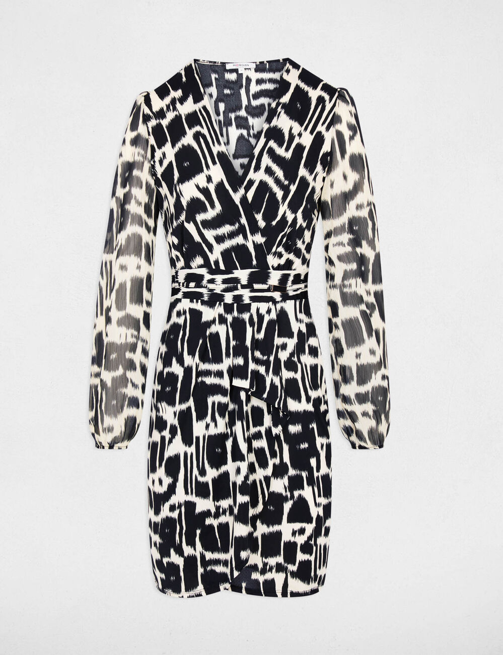 Robe courte col v multicolore femme