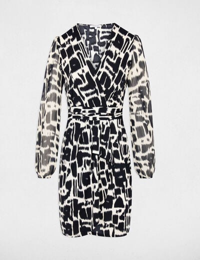 Robe courte col v multicolore femme