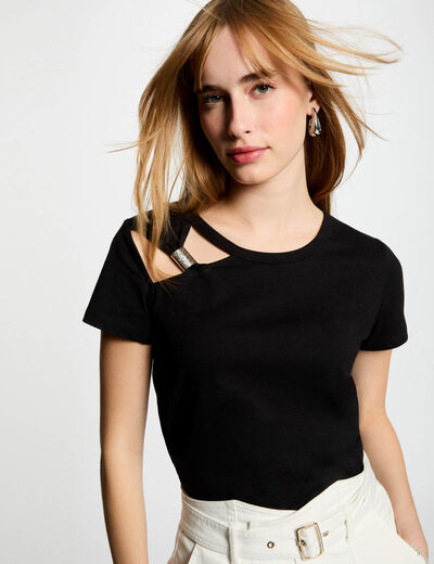 T-shirt manches courtes noir femme