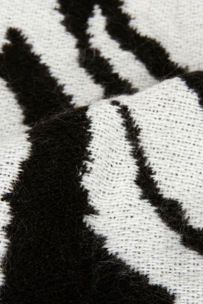 Sjaal in zebra en pied-de-poule-motief zwart vrouw