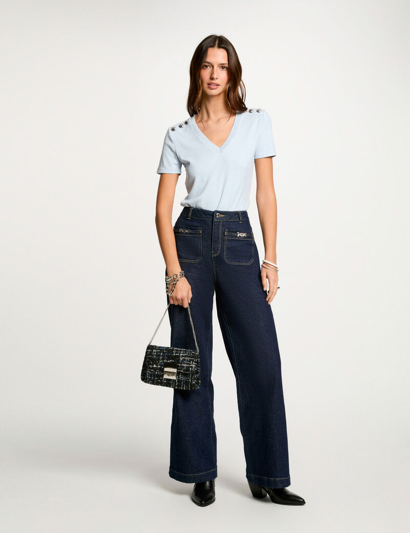 T-shirt manches courtes bleu ciel femme