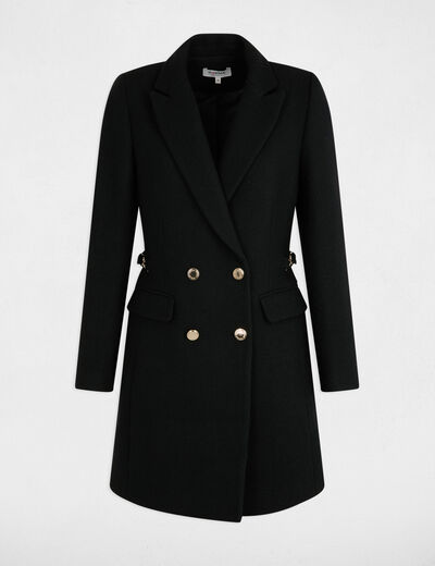 Manteau double boutonnage noir femme