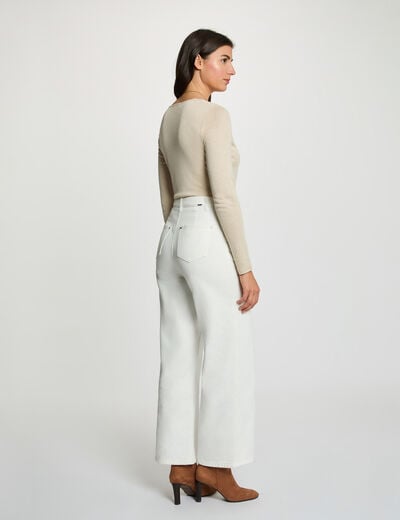 Getailleerd V-hals T-shirt ivoor vrouw