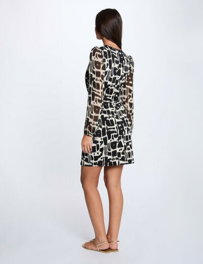 Robe courte col v multicolore femme