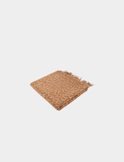 Sjaal met dierenprint beige vrouw