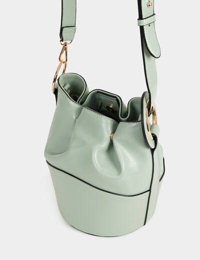 Sac seau &agrave; bandouli&egrave;re vert femme