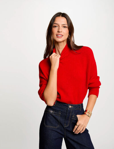 Trui met hoge kraag rood vrouw