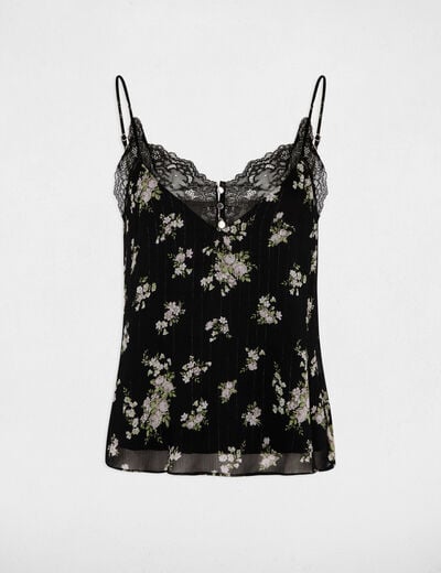 Top fines bretelles dentelle multicolore femme