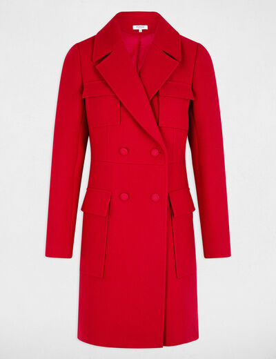 Lange jas met knopen rood vrouw