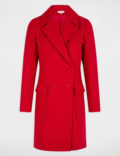 lange jas met knopen rood vrouw Lange jas met knopen rood vrouw