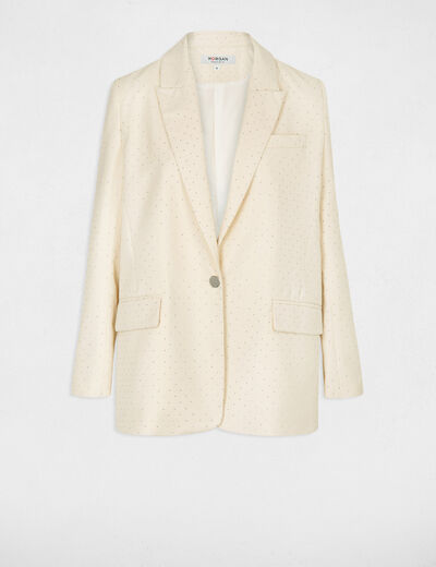 Rechte blazer strass-steentjes vanille vrouw