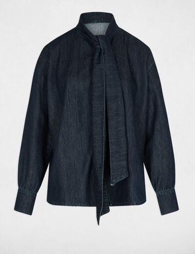 Chemise jean lavallière denim brut femme
