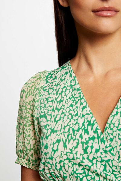 T-shirt met korte mouwen abstracte print groen vrouw