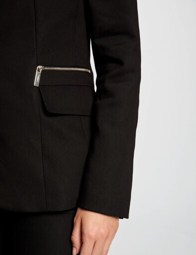 getailleerde jas met ritsdetails zwart vrouw Getailleerde jas met ritsdetails zwart vrouw
